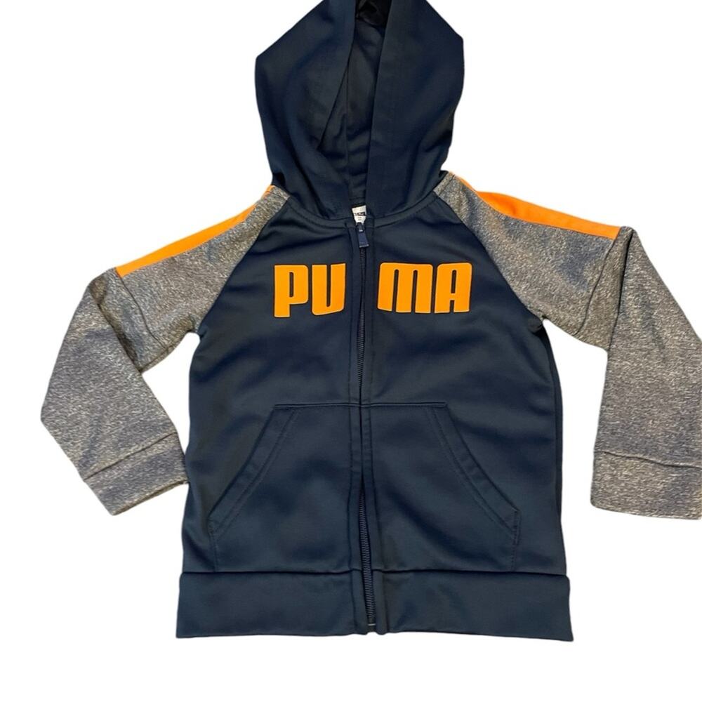 Puma 2T Navy and Orange Full Zip Childs Hoodie